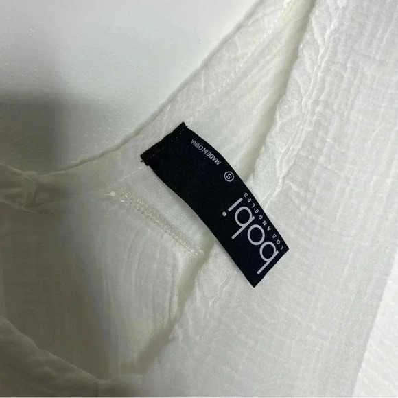 Bobi Revolve White Short Sleeve Cotton Blouse Tunic Size Small - Picture 3 of 5